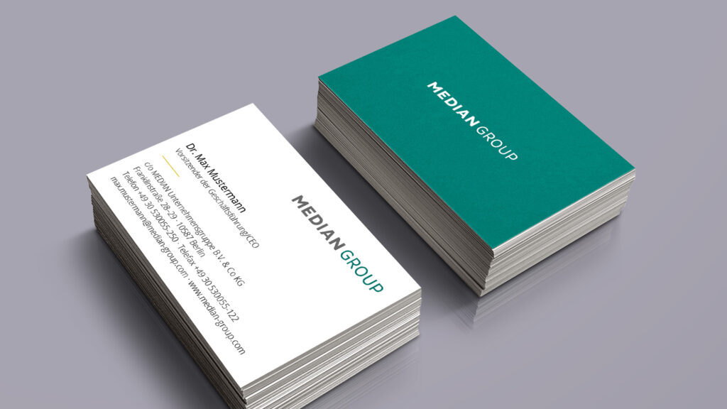 Business cards in the new MEDIAN GROUP design